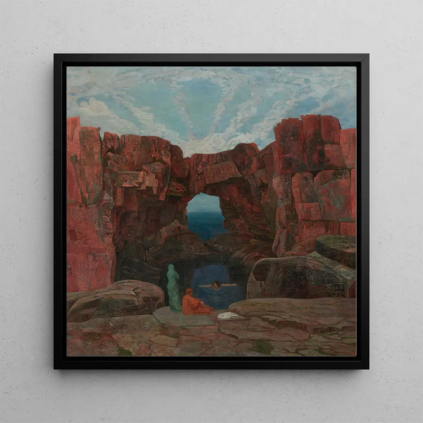 The women’s bath at the rock - Karl Mediz — framed artwork on a wall