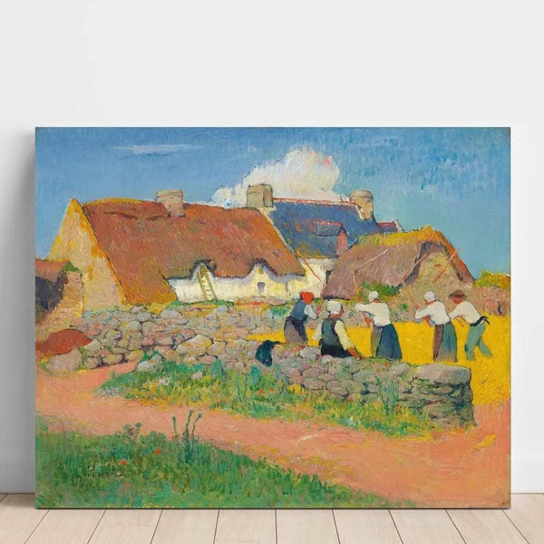 Reproduction of the painting of the Wheat Threshing in the Village - Henry Moret