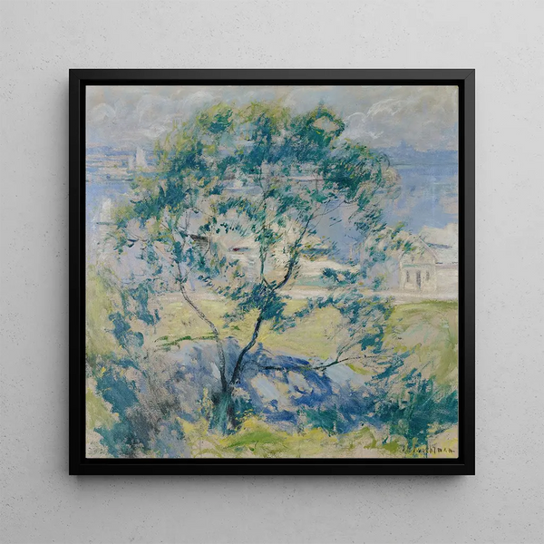 The Wild Cherry Tree - John Henry Twachtman — framed artwork on a wall