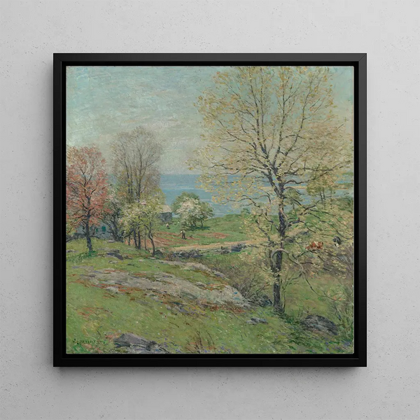 The Oak in Buds - Willard Leroy Metcalf — framed artwork on a wall