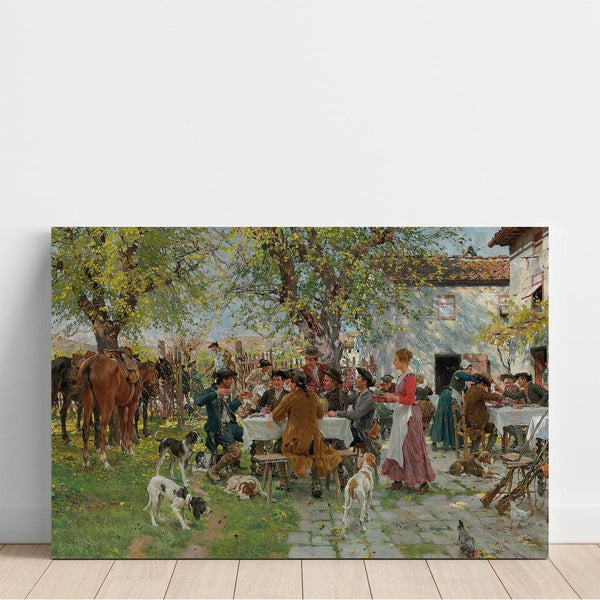 Reproduction of the painting The Lunch of the Hunters - Raffaello Sorbi