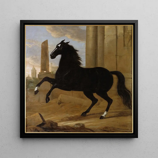 The king Karl XI's favorite on horseback - David Klöcker Ehrenstrahl — framed artwork on a wall