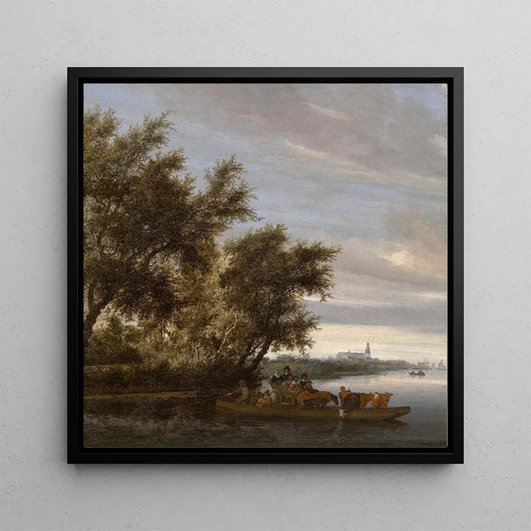 The ferry - Salomon van Ruysdael — framed artwork on a wall