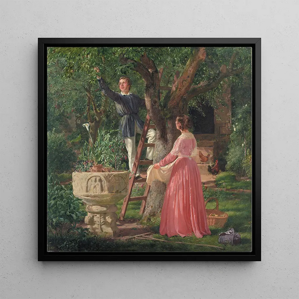 The garden with the old fountain - Jürgen Roed — framed artwork on a wall