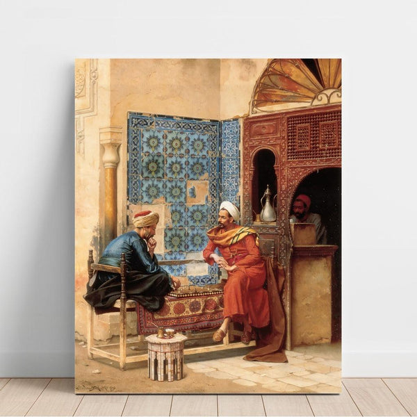 Reproduction of the painting The chess game - Ludwig Deutsch