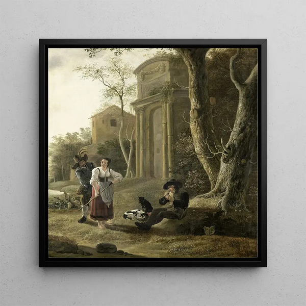 The pipe player - Jan Baptist Wolfaerts — framed artwork on a wall
