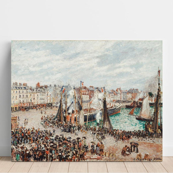 Reproduction of the painting The Fish Market, Dieppe; gray weather, morning - Camille Pissarro
