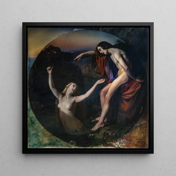 The Fisherman and the Nymph - Henri Lehmann — framed artwork on a wall