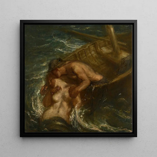 The Fisherman and the Mermaid - Charles Haslewood Shannon — framed artwork on a wall