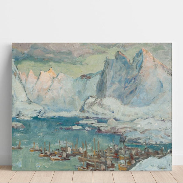 Reproduction of the painting of the port of Svolvær at the height of the fishing season, study of the Lofoten #2 - Anna Boberg