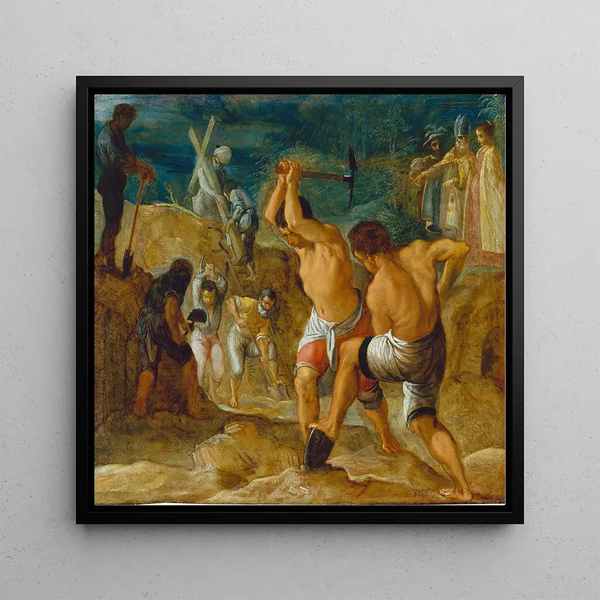 The Frankfurt Altarpiece of the Exaltation of the True Cross The Excavation of the Cross - Adam Elsheimer — framed artwork on a wall