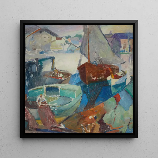 The return of the fishing boat - Hugh Henry Breckenridge — framed artwork on a wall