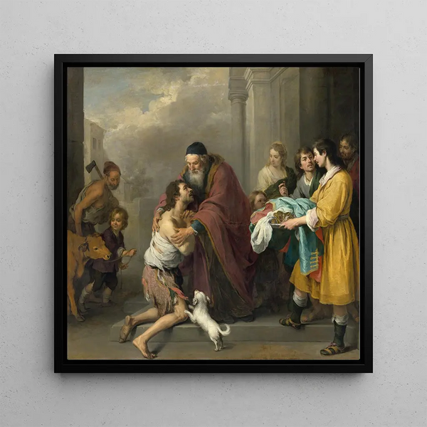 The Return of the Prodigal Son - Bartolomé Esteban Murillo — framed artwork on a wall