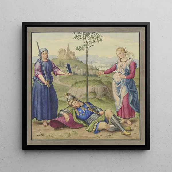 The Dream of the Knights - Johann David Passavant — framed artwork on a wall