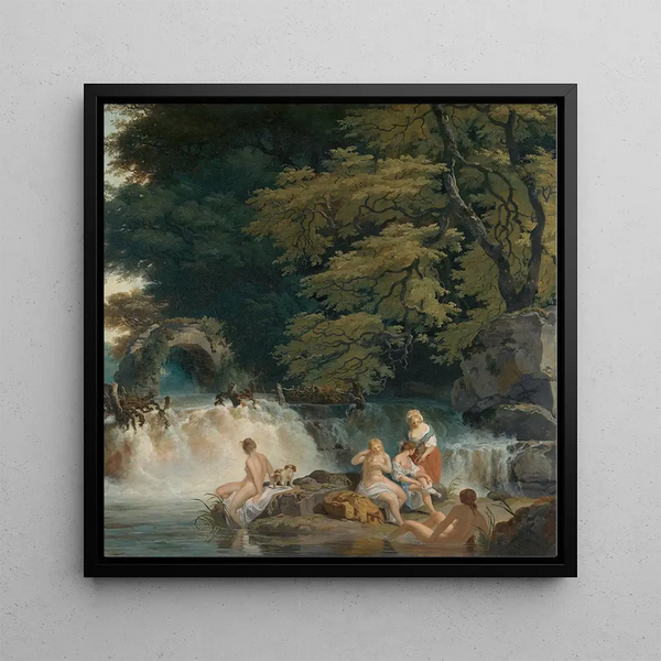 The salmon leap at Leixlip - Francis Wheatley — framed artwork on a wall