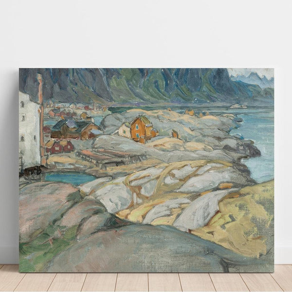 Reproduction of the painting The village at the foot of the mountain. Study of the Lofoten - Anna Boberg