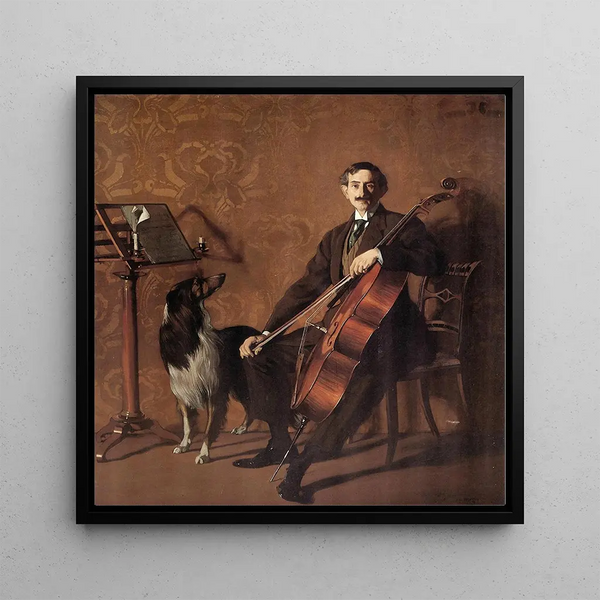 The Cellist Juan de Azurmendi - Ignacio Zuloaga — framed artwork on a wall