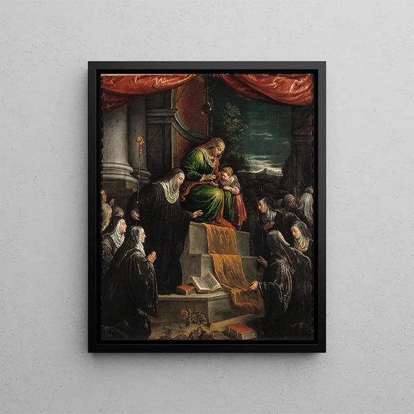 Sainte Anne et l'enfant Sainte Marie - Leandro Bassano — framed artwork on a wall