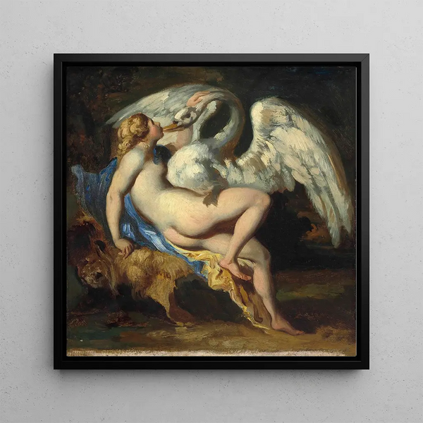 Leda and the Swan - Théodore Géricault — framed artwork on a wall