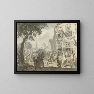 Village Festival - Leendert Overbeek — framed artwork on a wall