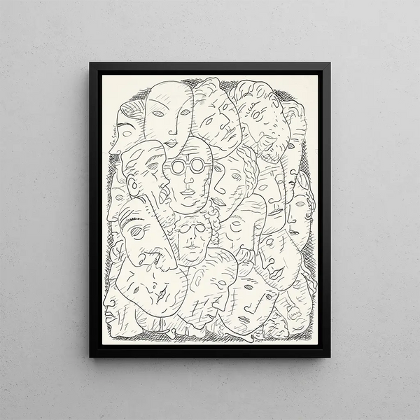 Leaf with heads - Leo Gestel — framed artwork on a wall