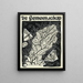 Conception de la couverture de De Gemeenschap avec une représentation de papillons volant autour de feuilles et de fleurs - Leo Gestel — framed artwork on a wall