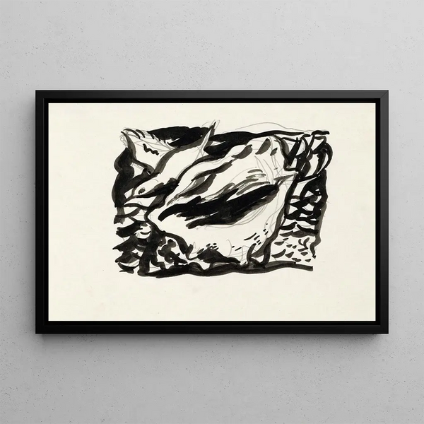 Project for a vignette, shell, and seagull - Leo Gestel — framed artwork on a wall