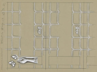 Conception d'un filigrane pour un billet de banque: une main avec deux papillons - Leo Gestel — artwork view