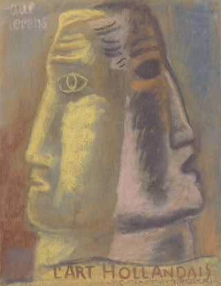 Leo Gestel - Ontwerpschets voor Paul Fierens lArt Hollandais contemporain twee mannen hoofden en profil afgebeeld van elkaar weg kijkend.webp