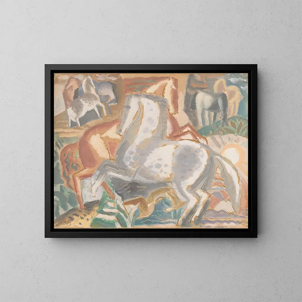 Horses in the landscape - Leo Gestel — framed artwork on a wall
