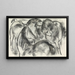 Sketch of three horses - Leo Gestel — framed artwork on a wall