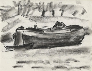 Sketch sheet with a ship and a man on board - Leo Gestel — artwork view