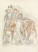 Sketch sheet with a nude man holding two horses - Leo Gestel — artwork view