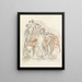 Sketch sheet with a nude man holding two horses - Leo Gestel — framed artwork on a wall