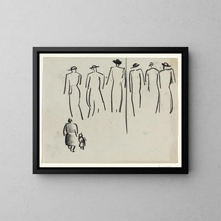 Study of Various Figures - Leo Gestel — framed artwork on a wall