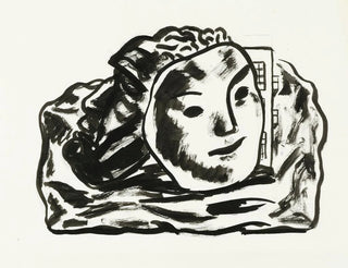 Two masks for building and rocks sketch - Leo Gestel — artwork view