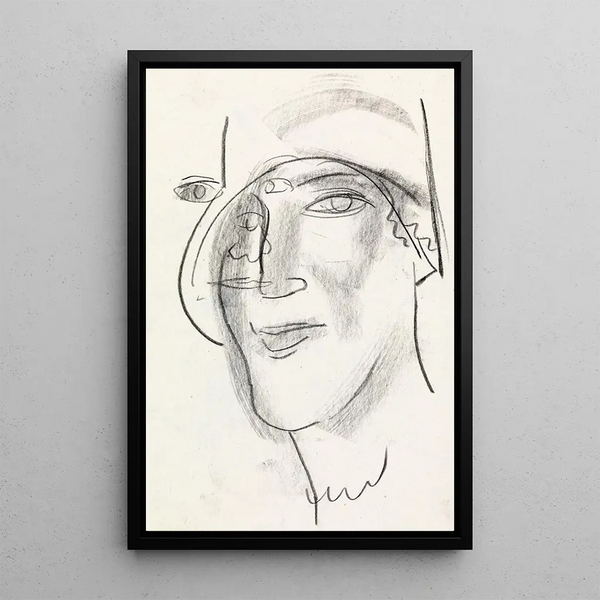Head of Woman - Leo Gestel — framed artwork on a wall