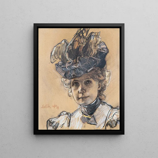 Portrait of Gertraud Luberich - Leo Putz — framed artwork on a wall