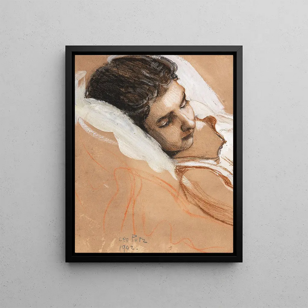 Sleeping Girl - Leo Putz — framed artwork on a wall