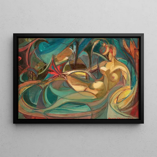 Women bathing - Leon Chwistek — framed artwork on a wall