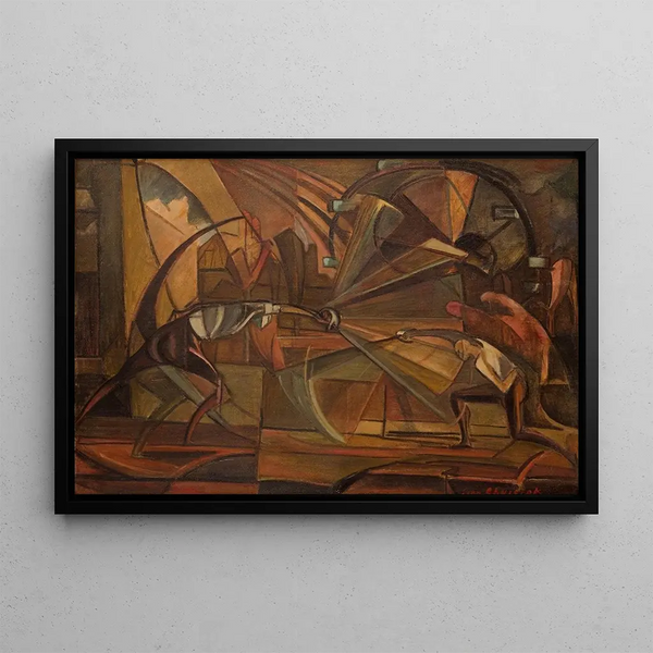 Match d'escrime - Leon Chwistek — framed artwork on a wall