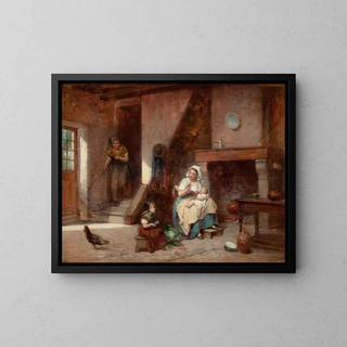 Family Scene - Léon Émile Caille — framed artwork on a wall