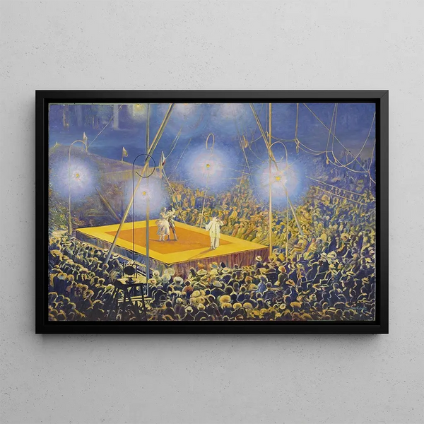 Clowns dans l'arène du cirque Comédie italienne - Léon Kamir-Kaufmann — framed artwork on a wall