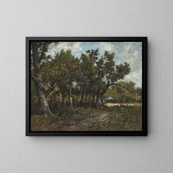 Near Barbizon, near a farm - Léon Richet — framed artwork on a wall