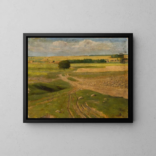 Landscape Painting of Fields - Leon Szpydrowski — framed artwork on a wall