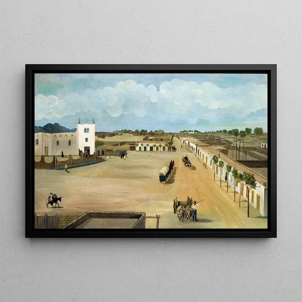 Old Mesilla Plaza - Leon Trousset — framed artwork on a wall