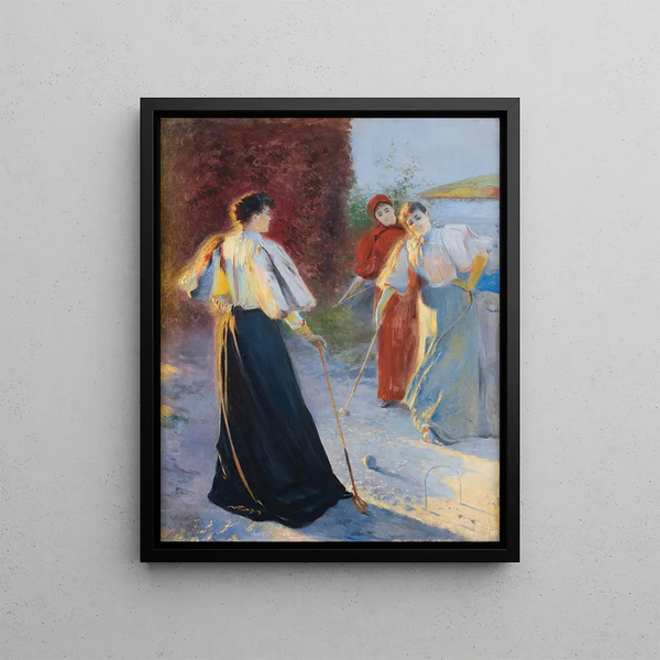 A game of croquet - Leon Wyczółkowski — framed artwork on a wall