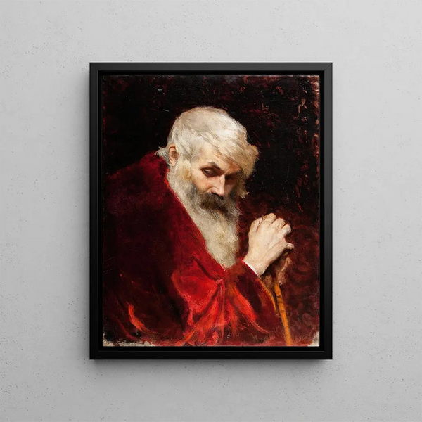 Bust of an Old Bearded Man - Leon Wyczółkowski — framed artwork on a wall