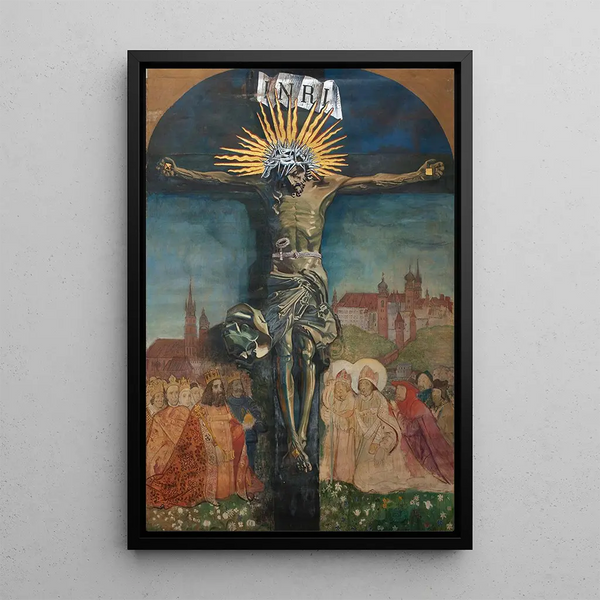 Christ on the cross - Leon Wyczółkowski — framed artwork on a wall