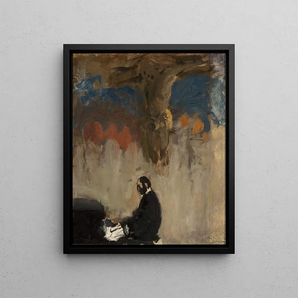 Feliks Jasieński Painting with Organ Sketch - Leon Wyczółkowski — framed artwork on a wall